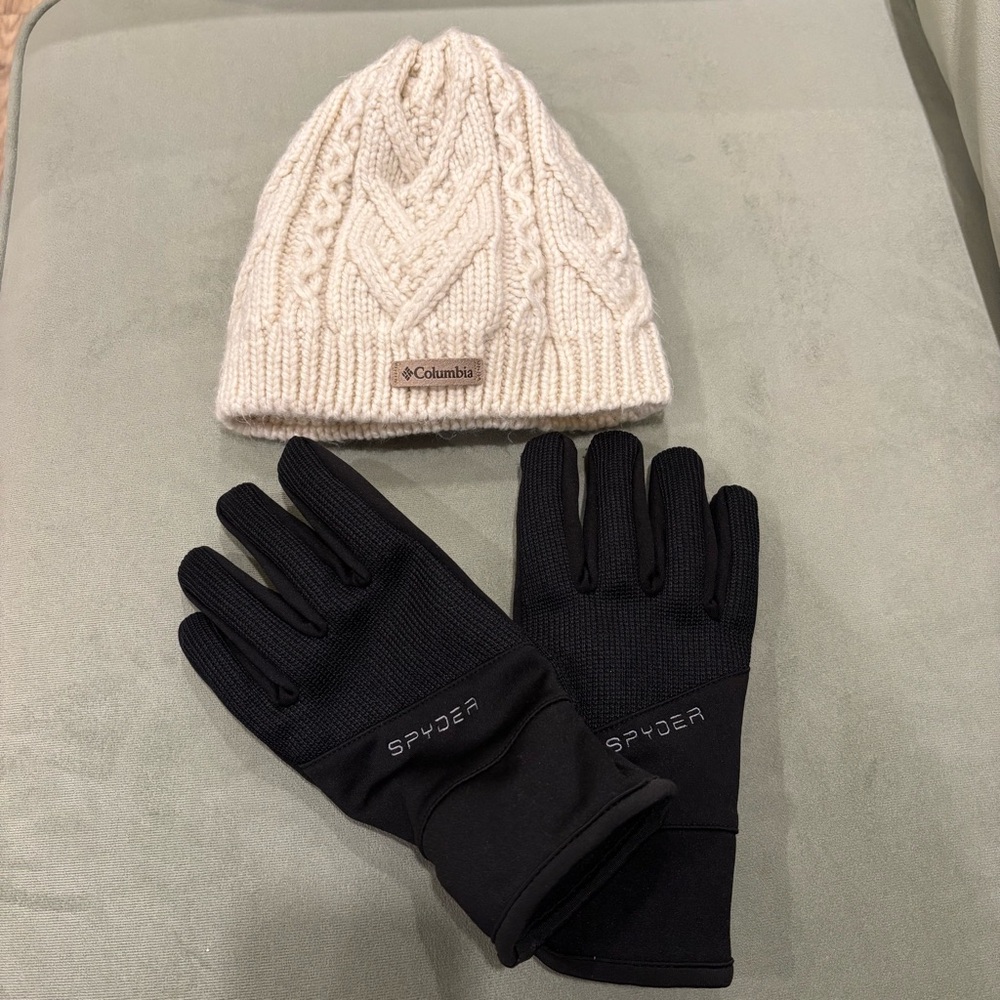 Women’s Columbia hat and Spyder gloves set